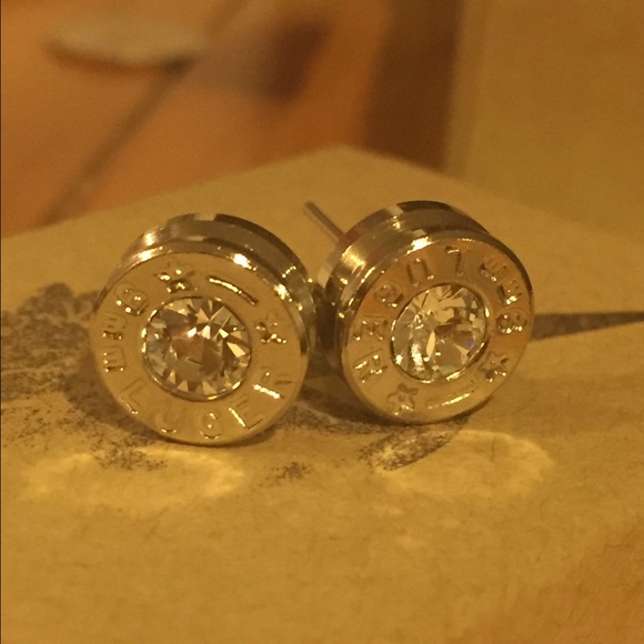Silver bullet earrings with Swarovski crystal