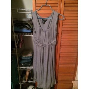 Simple black and white/grayish dress.