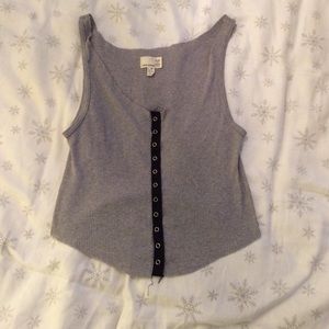 Gray button down crop top