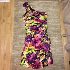 Bright one shoulder cocktail dress