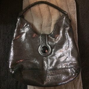 Botkier crackled silver metallic leather handbag
