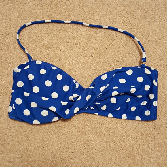 Blue polka dot bathing suit top
