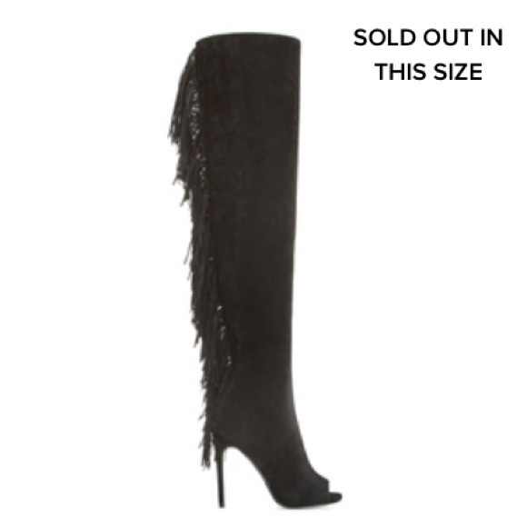 Brand new Peep toe over the knee fringe  boots