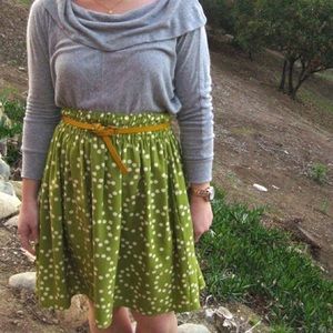 Anthropologie "Mossy Atoms" Polka Dot Silk Skirt