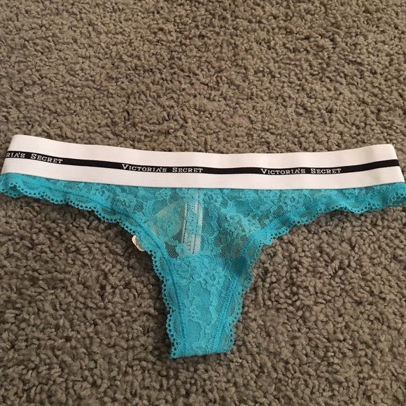 Lace blue VS logo thong
