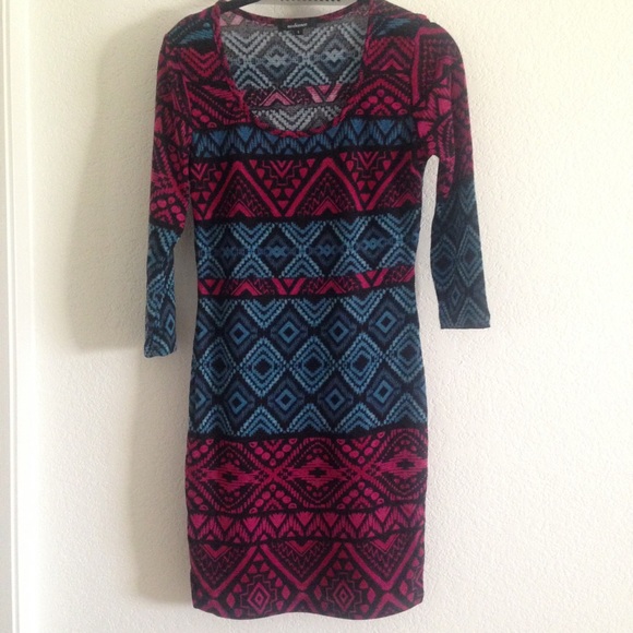 Pink & blue printed knit sweater dress size small - Picture 1 of 3