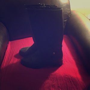 Black leather boots