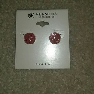 Versona red anchor earrings