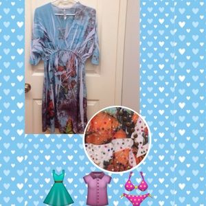 #155  Multi color top short sleeve casual v-neck