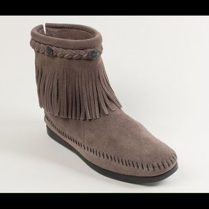 Minnetonka gray fringe booties