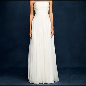 J Crew Ava long ivory silk chiffon gown size 2