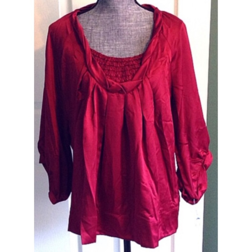 Romantic Burgundy Peasant Top XL