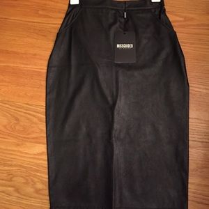 Faux leather midi skirt