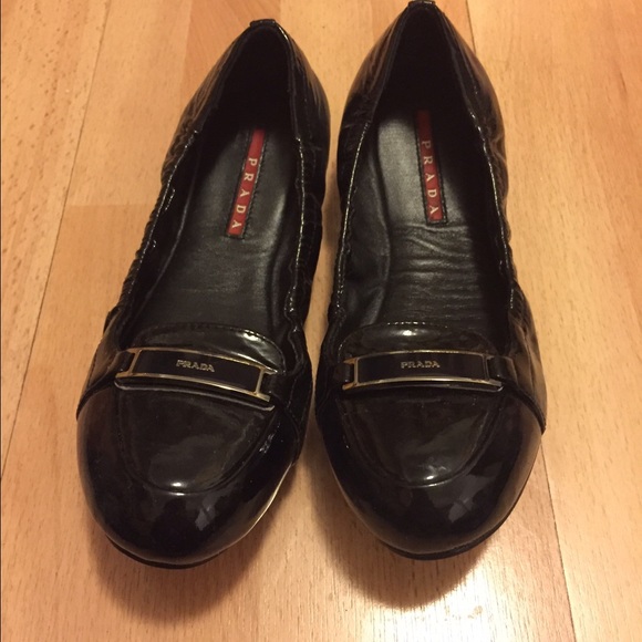 Prada Black Patent Leather Ballet Flats
