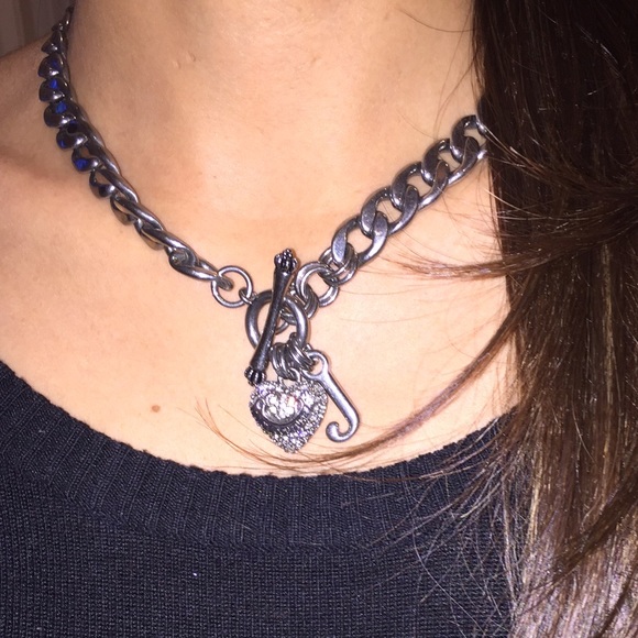 Juicy chain stoned heart charm necklace - Picture 1 of 2