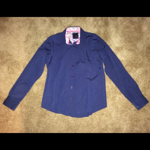 Dark Blue Long Sleeve Button-Up