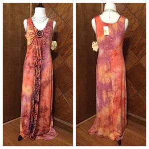 Orange print maxi dress