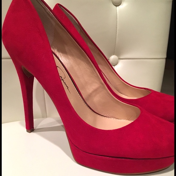 Jessica Simpson Shoes - NWOT Jessica Simpson Red Suede Pumps
