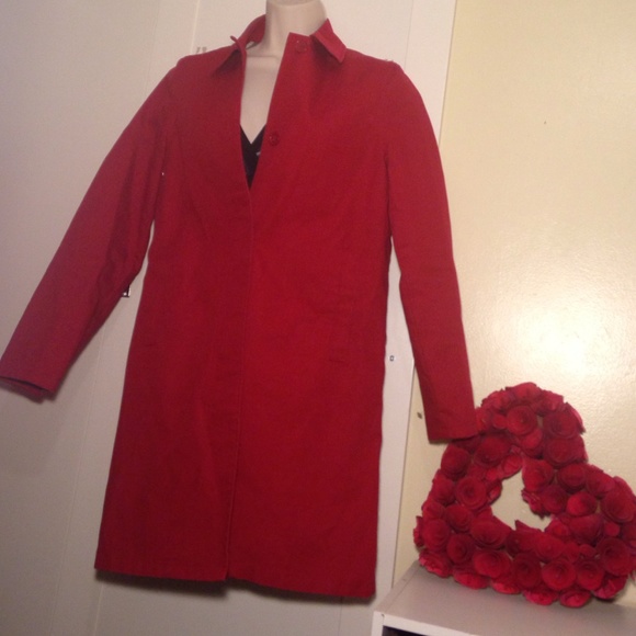 Sold!! RICH RED LONG TRENCH COAT - Picture 2 of 4