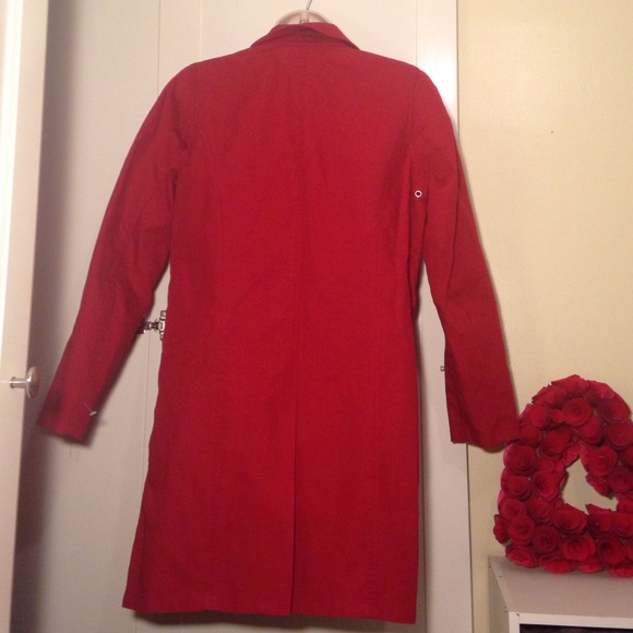 Sold!! RICH RED LONG TRENCH COAT - Picture 3 of 4