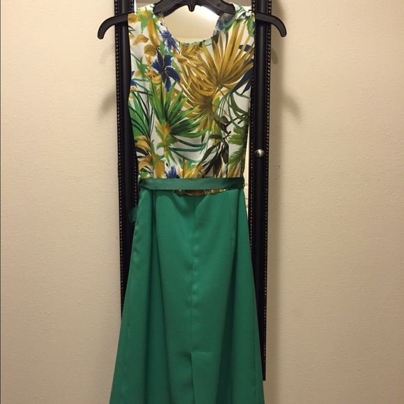 Green and Yellow Floral Spanish Dress - Picture 3 of 4