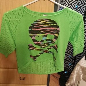 Girls Green Skull Fashion Top
