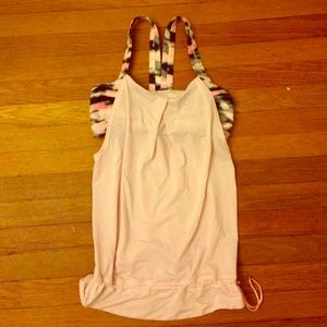 Lululemon pink tank with camo bra, size 4