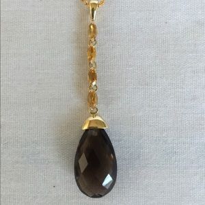 8.9 ctw Citrine & smoky quartz 14K pendant