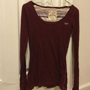 Hollister Long Sleeve Body Fit Maroon Shirt