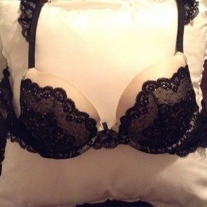 Black and white lace Victoria's Secret bra