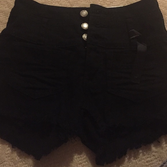Black high waisted black jean shorts