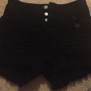 Black high waisted black jean shorts