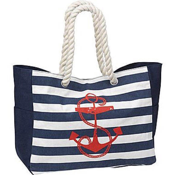 Like new large tote blue and white stripes