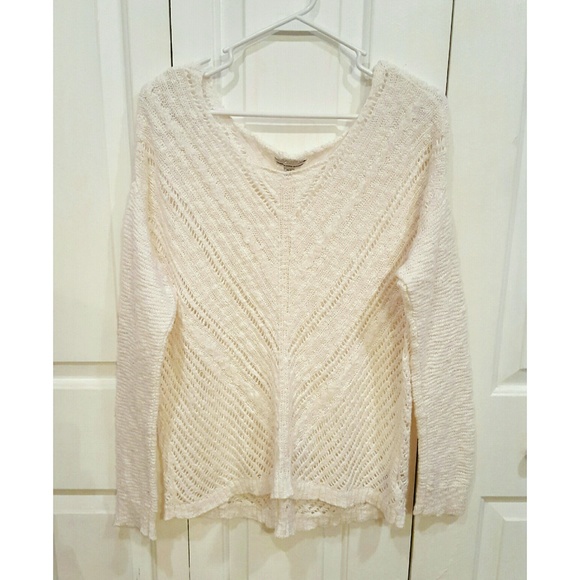 American Eagle White Open knit Sweater