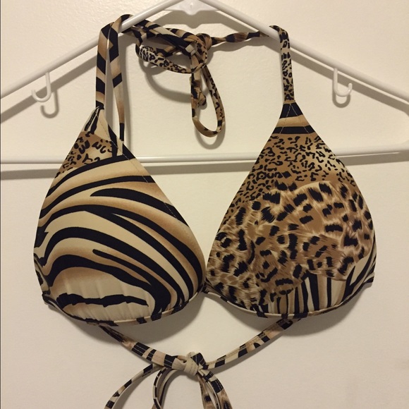 Push-up animal print bathing suit top