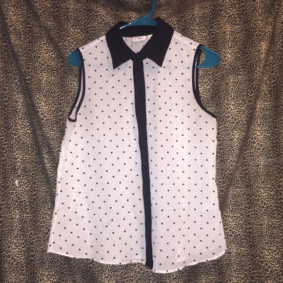 Black and White Short Sleeve Button-up Shirt