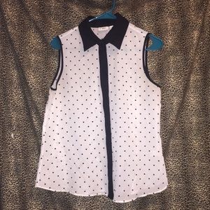 Black and White Short Sleeve Button-up Shirt