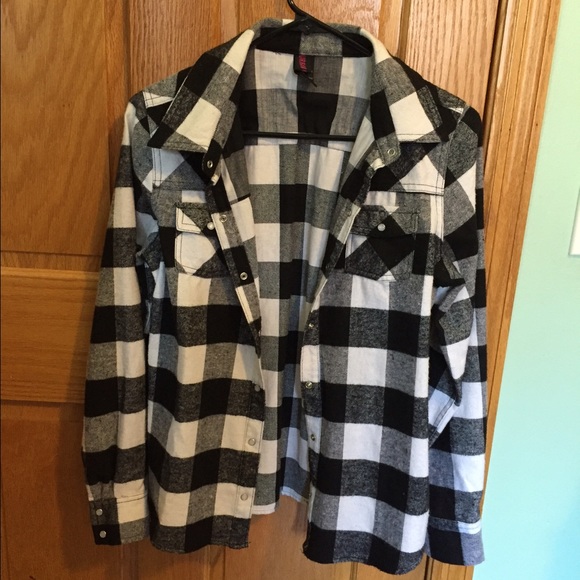 Black and white plaid flannel shirt