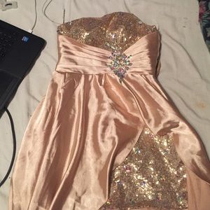 Gold Embezzled Prom Dress