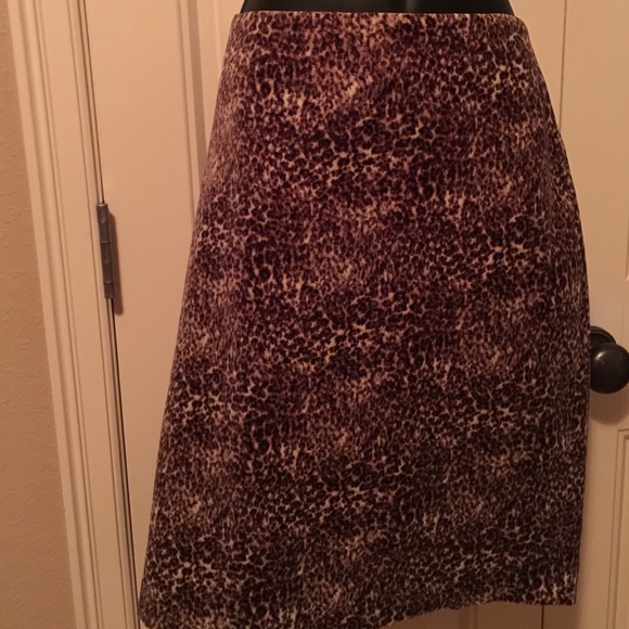 Talbots Animal Print Heavy Cotton Lined Skirt