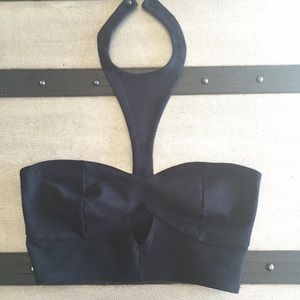 Black halter crop top