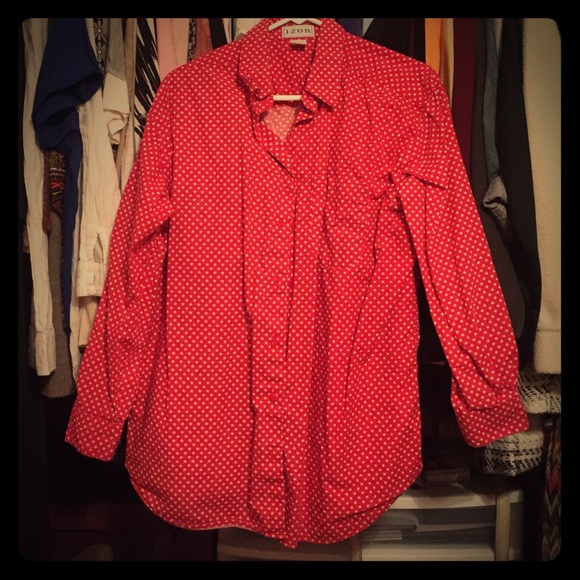 Button up red with starred pattern shirt