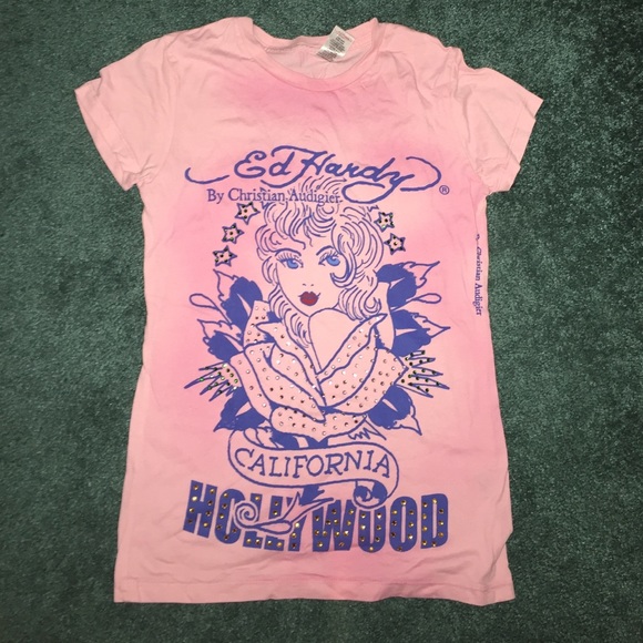 Pink Ed hardy t shirt