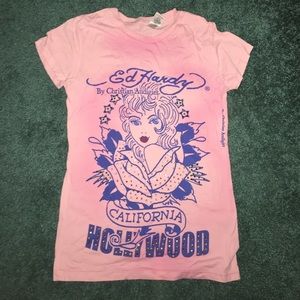 Pink Ed hardy t shirt