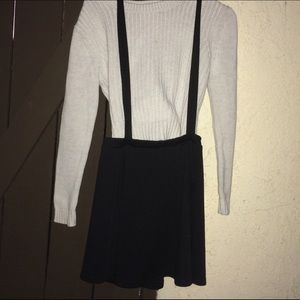 Cute Black Suspender Skirt (Circle/Skater style)