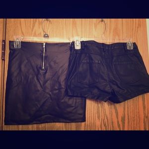 Leather short and skirt pair