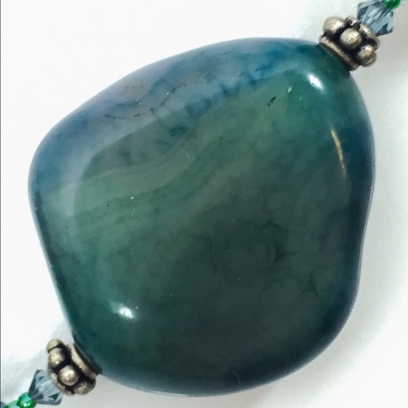 SOLD One of a Kind Chunky Agate Swarovski Necklace - Picture 2 of 4