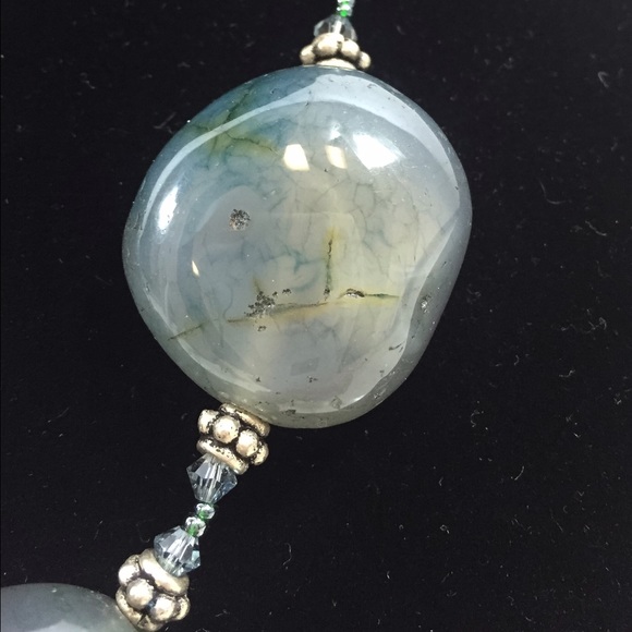 SOLD One of a Kind Chunky Agate Swarovski Necklace - Picture 3 of 4