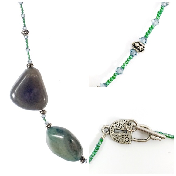 SOLD One of a Kind Chunky Agate Swarovski Necklace - Picture 4 of 4