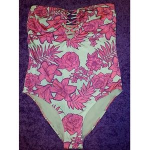 Pink floral swimsuit